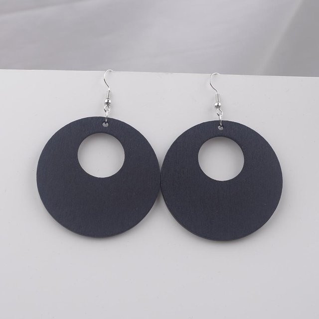 YIRAN Jewelry Ohrringe, Holz, runde Kreis, Damen, weiß - Bild 1
