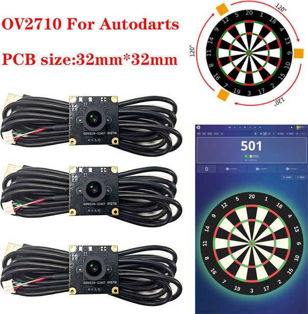 GXIVISION Autodarts OV2710 Cam Kameramodul für Punktezählsystem in Schwarz mit 2MP Auflösung, 30fps und 100 Grad Sichtfeld - Bild 1