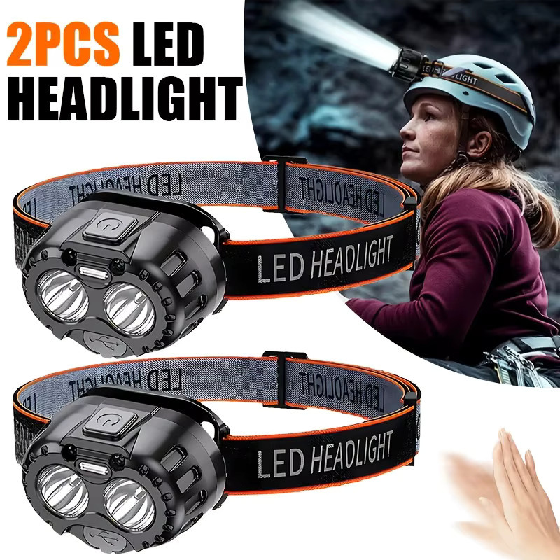 Heinast LED Stirnlampe Schwarz mit Magnetischem Kopf und Touch-Bedienung, Wiederaufladbare Kopflampe mit einstellbarem Licht für Outdoor, Camping und Angeln - Bild 6