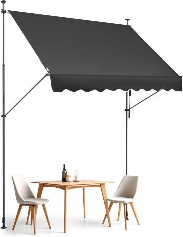 VEVOR Klemmmarkise Schwarz mit Handkurbel, Höhenverstellbar, B/H: 250 x 120 cm - Bild 1
