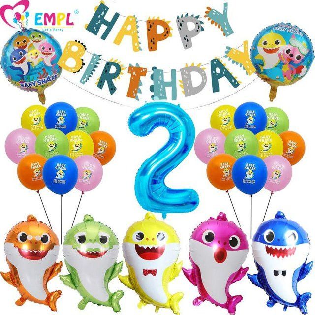 Molia Ozean Hai Serie Party Ballon Set aus Aluminiumfolie in Multicolor zur Dekoration für Kinder Geburtstage - Bild 1