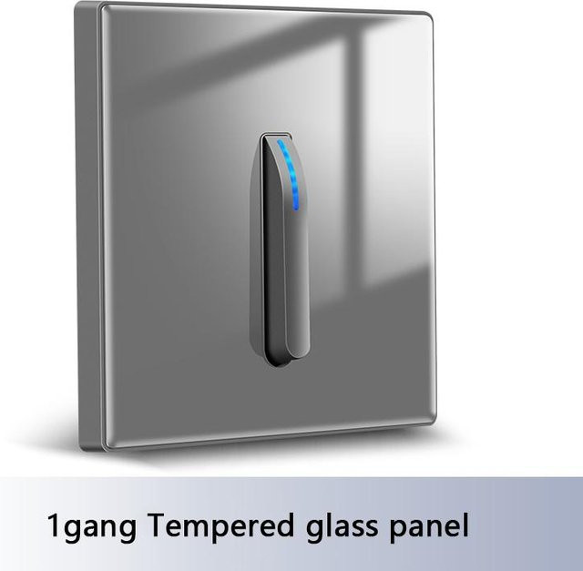 Chic Interiors Wandlichtschalterfeld aus gehärtetem Glas in Grau mit LED-Anzeige und Klaviertasten-Design für 1/2/3/4-Gang und 1/2-Wege - Bild 1