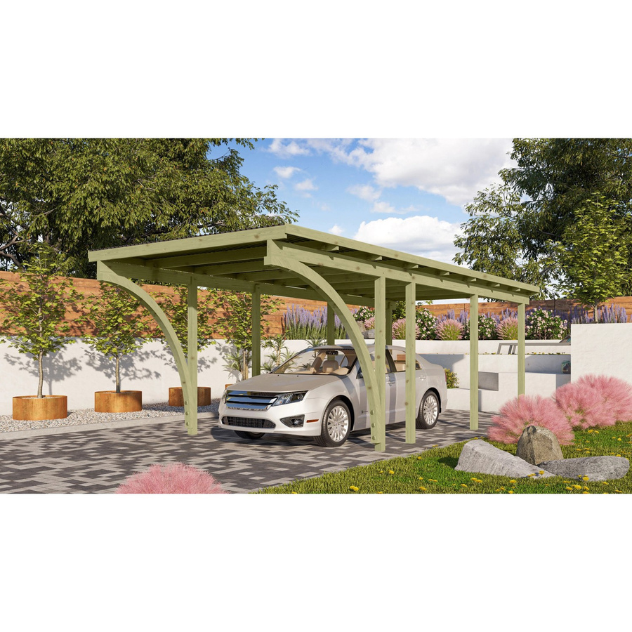 Einzelcarport Karibu Eco 2 Variante C in Natur und Grün, B/T: 268 x 576 cm - Bild 2