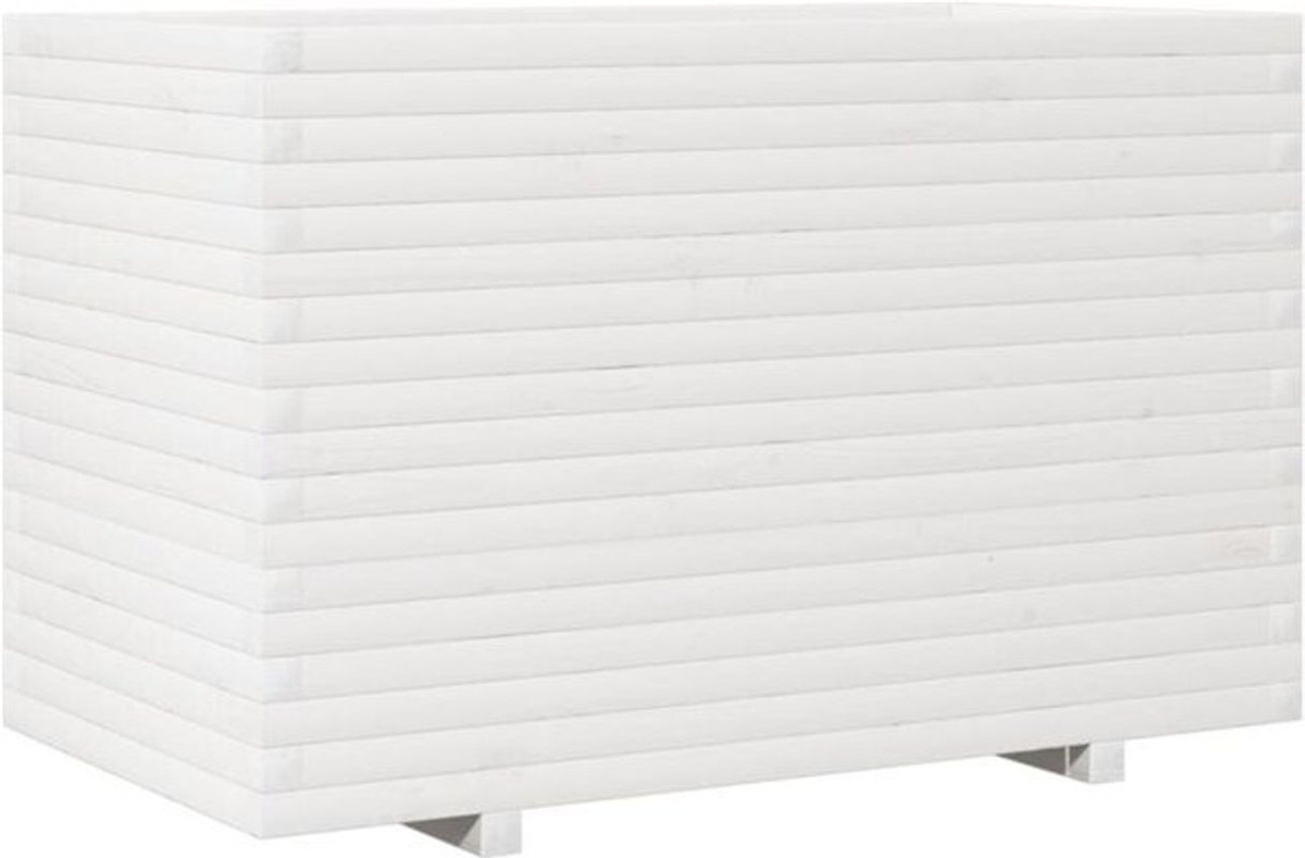 Pflanzkübel aus Massivholz in Weiß von vidaxl, rechteckig und rustikal, B/T/H: 110 x 60 x 72 cm - Bild 1