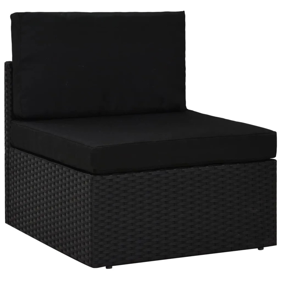vidaXL Modulares Mittelsofa aus Polyrattan und Stoff in Schwarz mit Metallrahmen - Bild 1