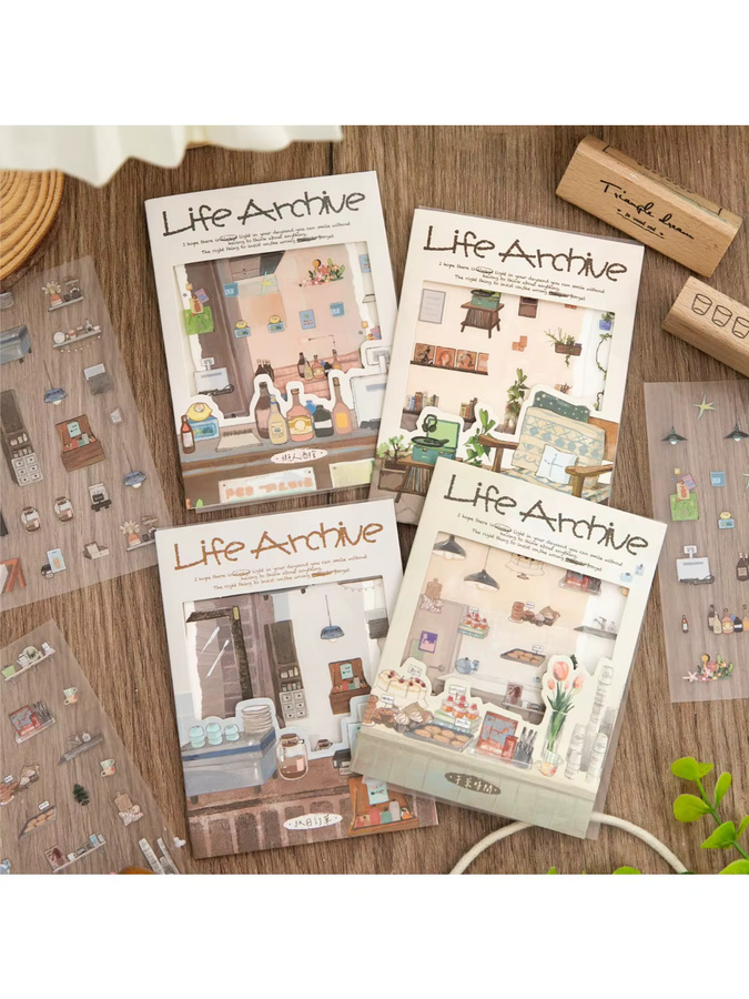 Life Archive Serie Landschaftsaufkleber Set aus Papier, 2 Stück, Mehrfarbig - Bild 4