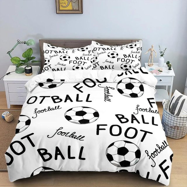 JMG Household Supplies Fußball 3D Bettwäscheset aus Mikrofaser in Weiß, B/H: 173 x 218 cm - Bild 1