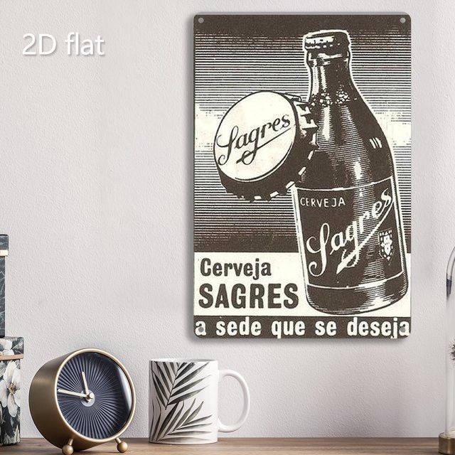 Sagres Bier Metallschild im Vintage-Design als rustikale Wandkunst für dein Zuhause oder Büro - Bild 1