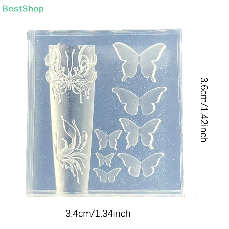 HNKMP 3D Relief Schmetterling Silikon Nail Art Form, Transparent, Unisex - Bild 6