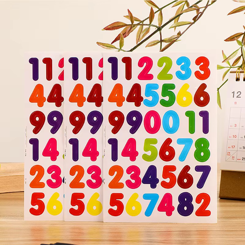 Bunte Dekorationsaufkleber für Kinder mit Zahlen, Buchstaben, Punkten, Herzen und Sternen für Tagebuch und Album, Mehrfarbig - Bild 2