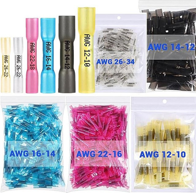 Wasserdichte Schrumpfstoßverbinder Set für AWG 24–10, isolierte elektrische Kfz-Draht-Crimpklemmen in Gelb - Bild 1