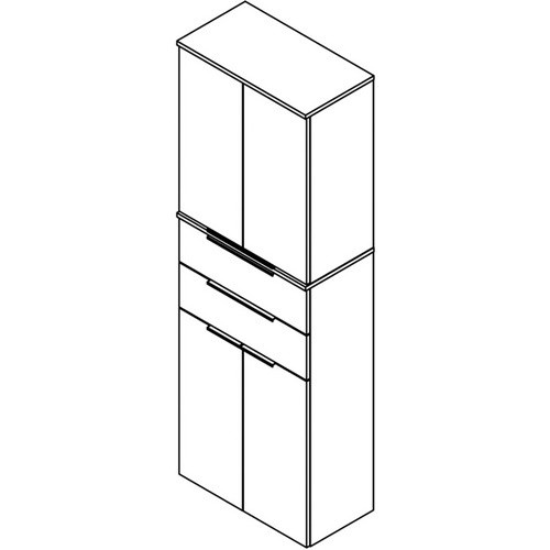 Fackelmann Bad-Hochschrank Kara mit 4 Glastüren und 2 Schubladen, Anthrazit/Weiss, B/T/H: 61 x 32 x 176 cm - Bild 2