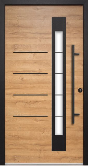Splendoor Thermospace Haustür Berlin Prime Woodeffect in Braun mit Glaseinsatz, Rechtsanschlag, B/H: 100 x 210 cm - Bild 1