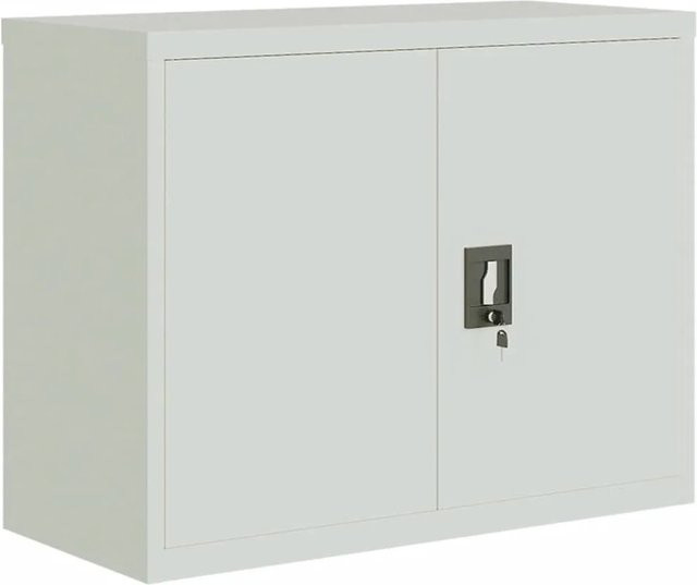 vidaXL Aktenschrank aus Stahl in Hellgrau mit Türen und Schloss, B/T/H: 90 x 40 x 70 cm - Bild 1