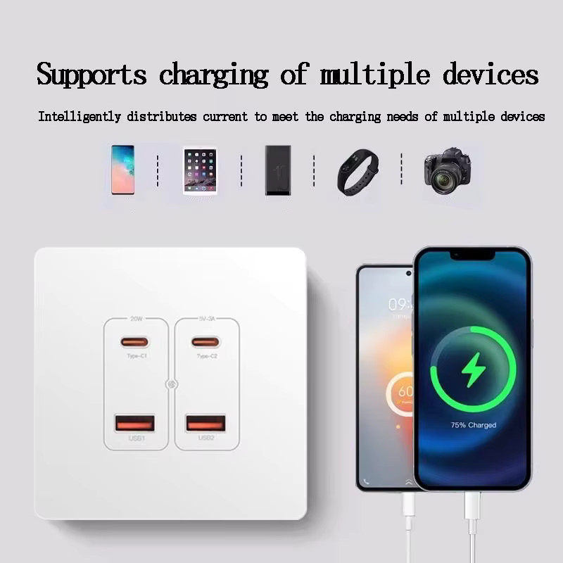 CXFG Steckdosenpanel für Wandoberflächenmontage mit USB-C PD20W Schnellladung, Weiß - Bild 2