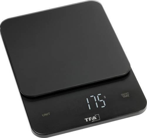 TFA Dostmann BROWNIE Digitale Küchenwaage Schwarz mit Glasoberfläche, Wägebereich bis 5 kg, B/T/H: 13,0 x 18,0 x 2,0 cm - Bild 1