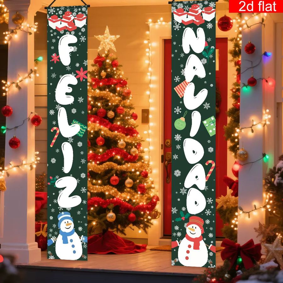 VIKAMA Weihnachtsdekoration Frohe Weihnachtsbanner für Innenhof, Garten, Eingang und Wohnzimmer - Bild 3