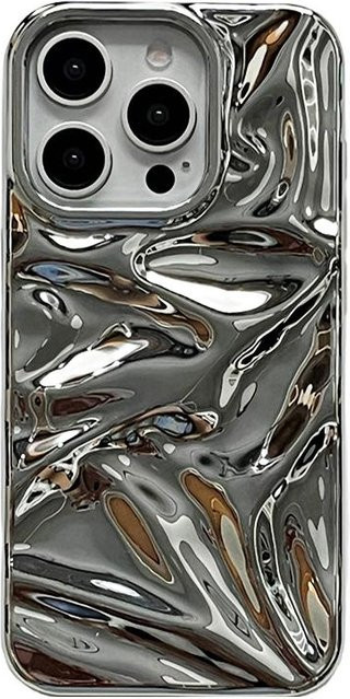 Versilberte Silikon Schutzhülle mit Wasserwellen Design für Apple iPhone 11 bis iPhone 17 Pro Max in Silber - Bild 1