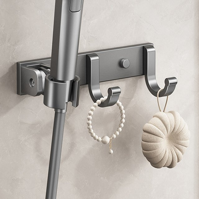 JIANGZILIU Duschkopfhalter ohne Bohren als Montagesockel und Badezimmer-Zubehör für Duschköpfe, WC-Spritzpistolen sowie Kleidung und Handtücher - Bild 1