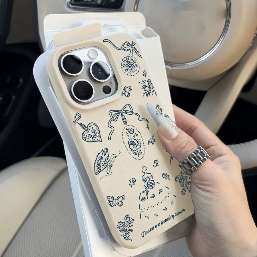 Blumen-Bogen-Knoten Handyhülle aus Leder und Silikon für Apple iPhone, Farbe: Grün - Bild 2