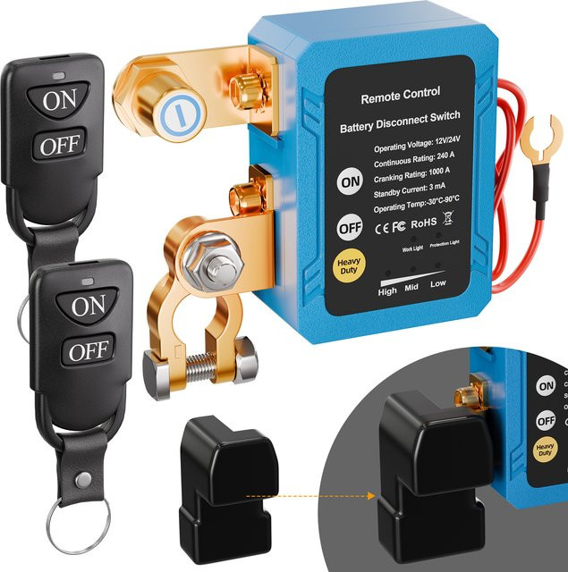 Daiertek Fernbedienung Batterietrennschalter 12V/24V 240A mit Spannungsschutz und Anti-Interferenz für PKW und LKW - Bild 1