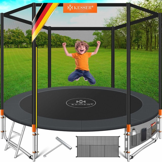 KESSER Trampolin Komplettset mit Sicherheitsnetz, Leiter und Randabdeckung, Belastbarkeit 150 kg - Bild 1