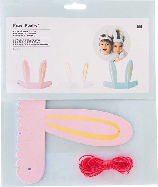 Rico Design Paper Poetry Stirnbänder Hase 6-teiliges Set - Bild 1