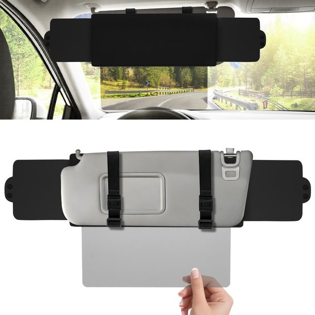 Everso Sonnenblendenverlängerer für das Auto in Schwarz als blendfreier Sonnenschutz und UV-Blocker - Bild 1