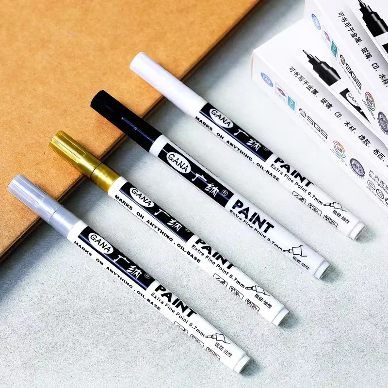 4er Set Ölbasierte Permanent Marker in Weiß, Schwarz und Silber mit 0,7 mm Extra Feinspitze, wasserfeste Stifte für Felsmalerei, Holz, Metall und Leinwand - Bild 6