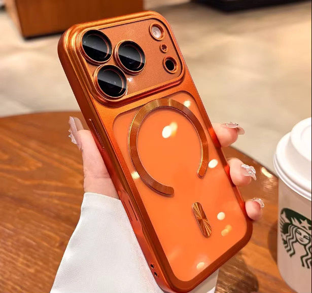 Loobival Magnetische Transparente Schutzhülle mit Kameraschutz für iPhone 17 Pro Max und 17 Pro in Schwarz und Orange - Bild 2