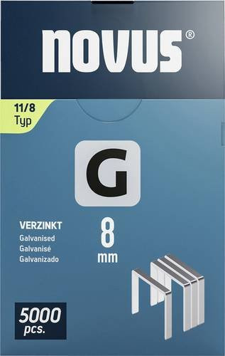 Novus Tools Flachdrahtklammern Typ 11, silber, galvanisiert, L x B: 8 mm x 10,6 mm, 5000 Stück - Bild 1