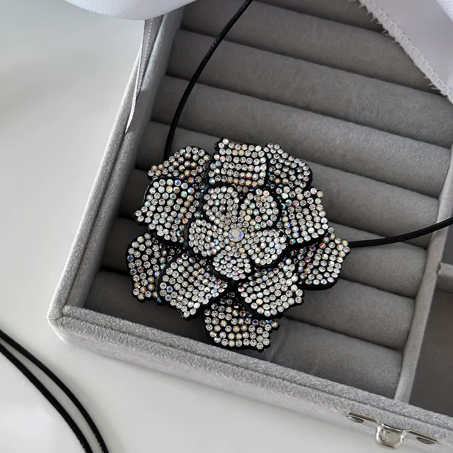 SHIXIN Halskette, Strass-Blumen, Kristall, Silber, Damen - Bild 4