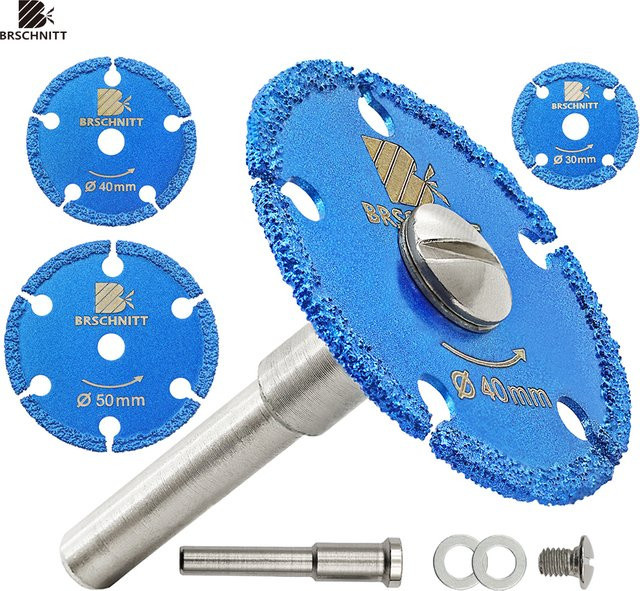 BRSCHNITT Mini-Trennscheiben-Set mit abnehmbarem Schaft für Stahl und Metall, Blau - Bild 1