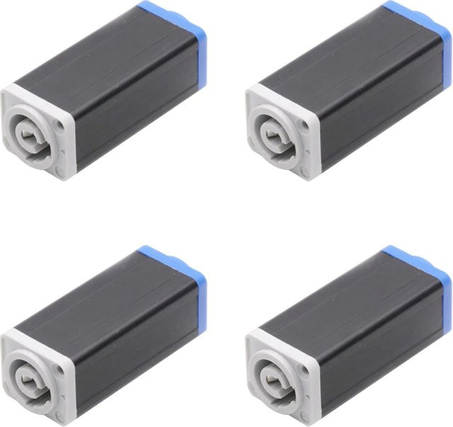 4er Set LED Powercon AC Koppler Adapter Extender Stecker Speakon Panel Mount in Blau und Weiß - Bild 1