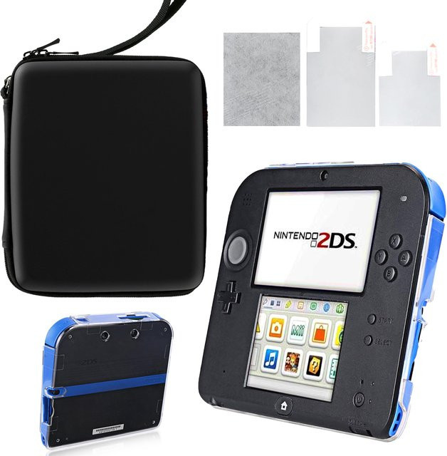 Bibuks Wasserdichte EVA Schutzhülle für Nintendo 2DS mit Hartschale und Handschlaufe in Blau und Schwarz - Bild 1