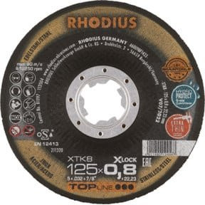 Rhodius TOPline XT8 EXACT X-LOCK Extradünne Trennscheibe für Metall, Schwarz, Durchmesser: 115 mm, Dicke: 0,8 mm, Bohrung: 22,23 mm - Bild 1