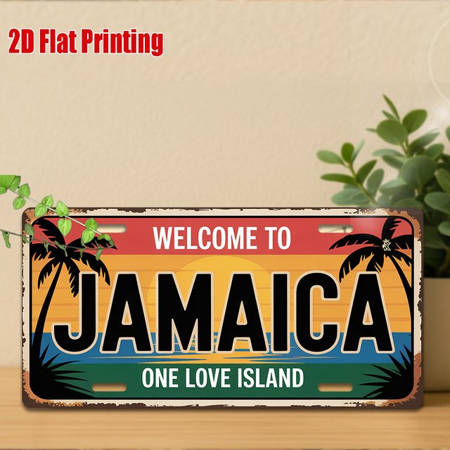 CIFBUY Vintage Jamaika Aluminium-Schild One Love Island Tropische Wanddekoration, Mehrfarbig, B: 30 cm, H: 15 cm - Bild 1