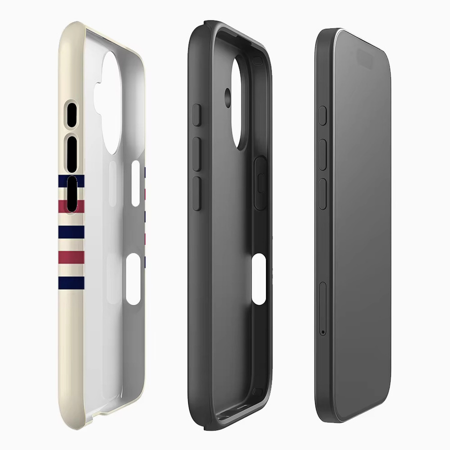 Handyhülle Navy Red Tan Stripe für iPhone 17 16 15 14 13 12 Pro Max Plus mit doppelschichtiger Rückseite in Blau, Rot und Braun - Bild 2
