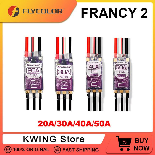 FLYCOLOR Francy 2 Bürstenloser Regler BLHELI-32 BL32 Dshot mit Doppel BEC in Multicolor für RC-Flugzeuge - Bild 1