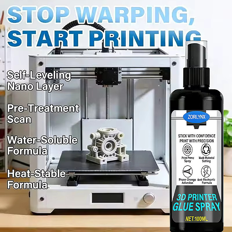 3D-Druck-Klebespray Anti-Verzug-Flüssigkleber für Glas- und PEI-Druckbetten in Schwarz zur einfachen Entfernung für PLA, ABS und PETG - Bild 2