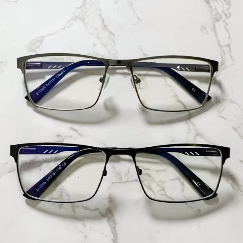 SNQP Lesebrille, quadratisch, Metall, Vollrand, grau, Unisex - Bild 2