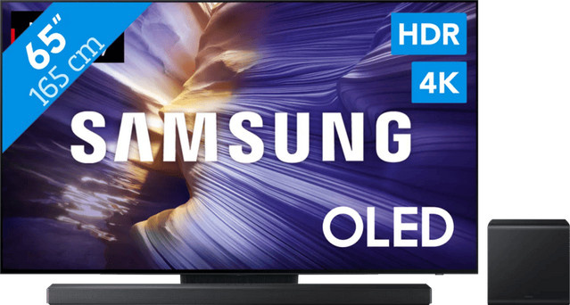 Samsung 65 Zoll OLED S90F 4K UHD Fernseher in Schwarz mit Samsung HW-QS710GF Soundbar und Bluetooth - Bild 1