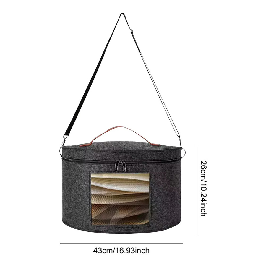 Alloet Zusammenklappbare Hutfachbox mit Griff und Schulterriemen für Cowboyhüte, Farbe: Rot oder Grau, B/T/H: 43,0 x 26,0 cm - Bild 4