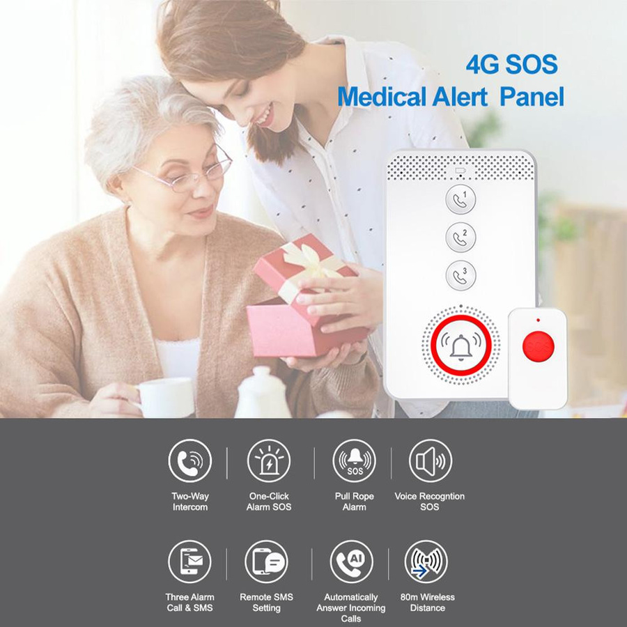 Neoglint Drahtloses Pager-Rufsystem mit 4G-Sprachnotruf und SOS-Notruftaste in Weiß - Bild 2