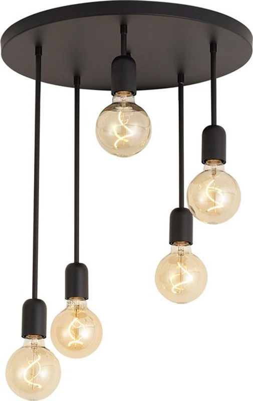 Qazqa Moderne Deckenleuchte Facil in Schwarz aus Stahl, 5-flammig mit E27 Fassung, B: 45 cm, T: 53,5 cm, H: 30 cm - Bild 1