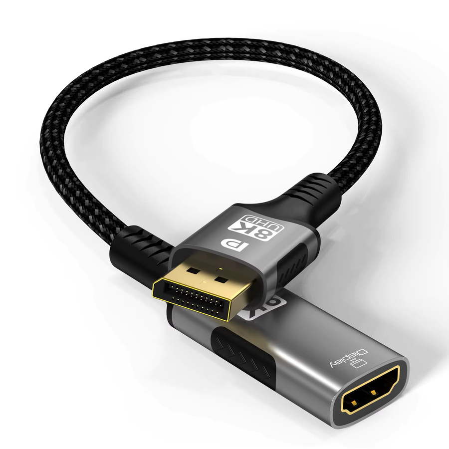 FDBOY 8K DisplayPort auf HDMI Kabel in Schwarz für unidirektionale Übertragung mit 8K@60Hz und 4K@120Hz für PC, Laptop und Fernseher - Bild 2