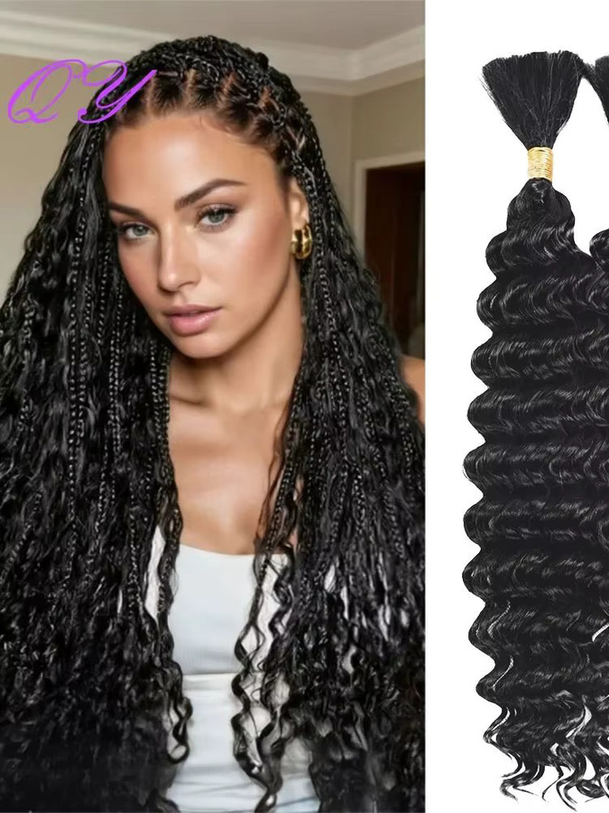 IQRYR WIG Haarverlängerung, 24 Zoll, schwarz, tief gewellt, Damen - Bild 6