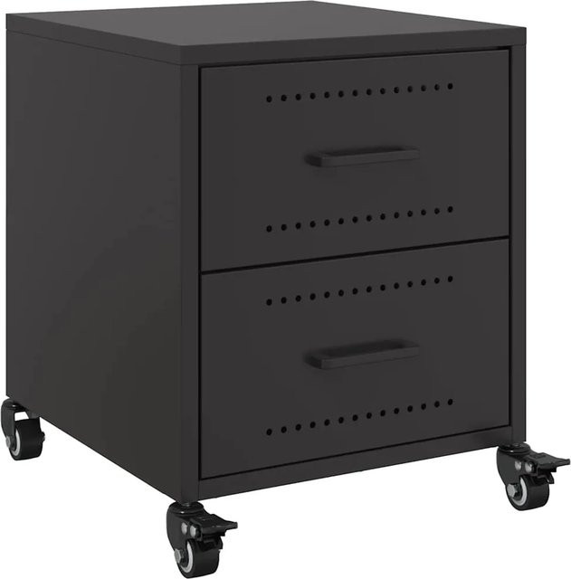 vidaXL Nachttisch aus Stahl in Schwarz matt B/T/H: 36 x 39 x 43,5 cm - Bild 1