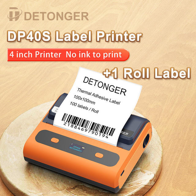Detonger DP40S Drahtloser Tragbarer Etikettendrucker für Barcodes und Markierungen, 4 Zoll, Thermodruck ohne Tinte, mit Wi-Fi-Funktion - Bild 1