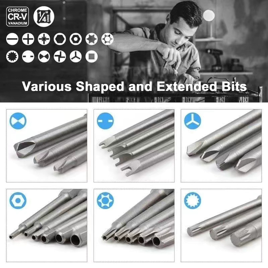 KKMOON 50-teiliges Schraubendreher Bit Set mit extra langen magnetischen Bits für Sicherheit und Präzision - Bild 5